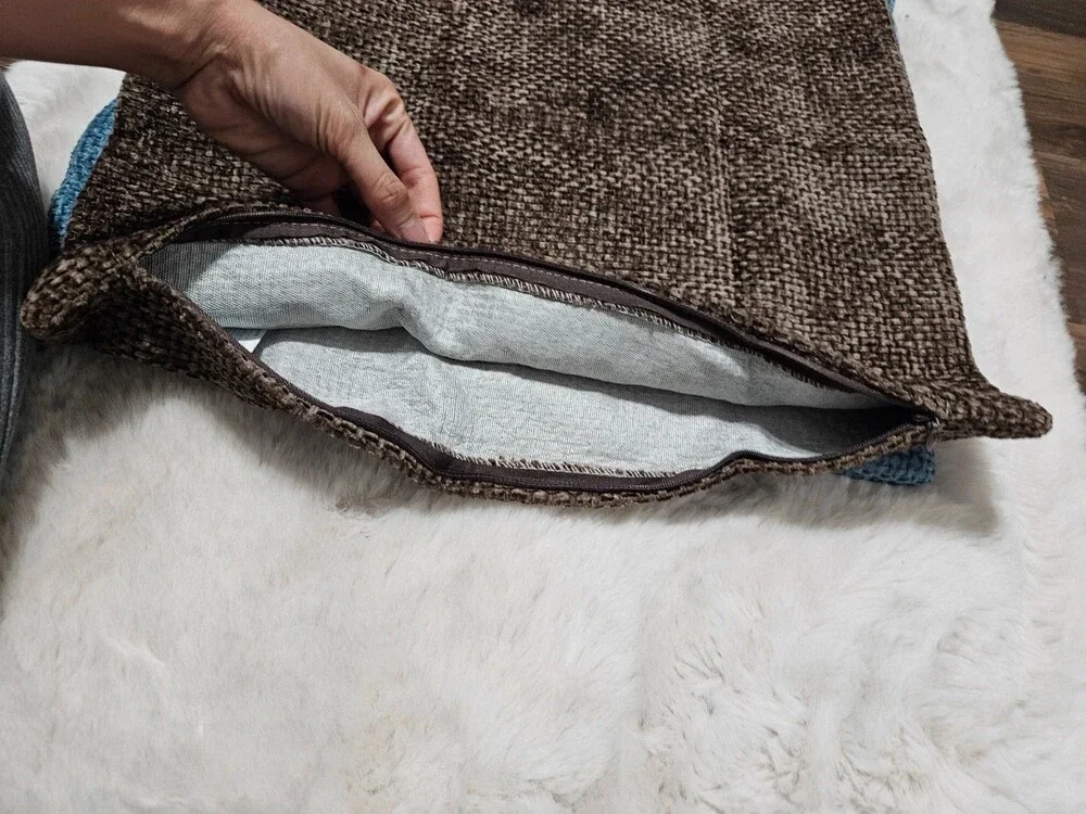 4pcs Textured Chenille Cushion Covers with Zipper
